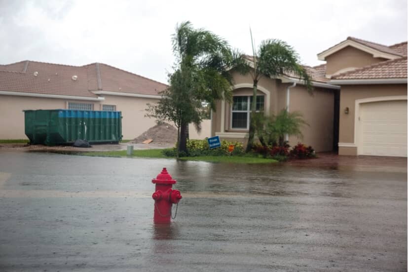 a fire hydrant in front of a house